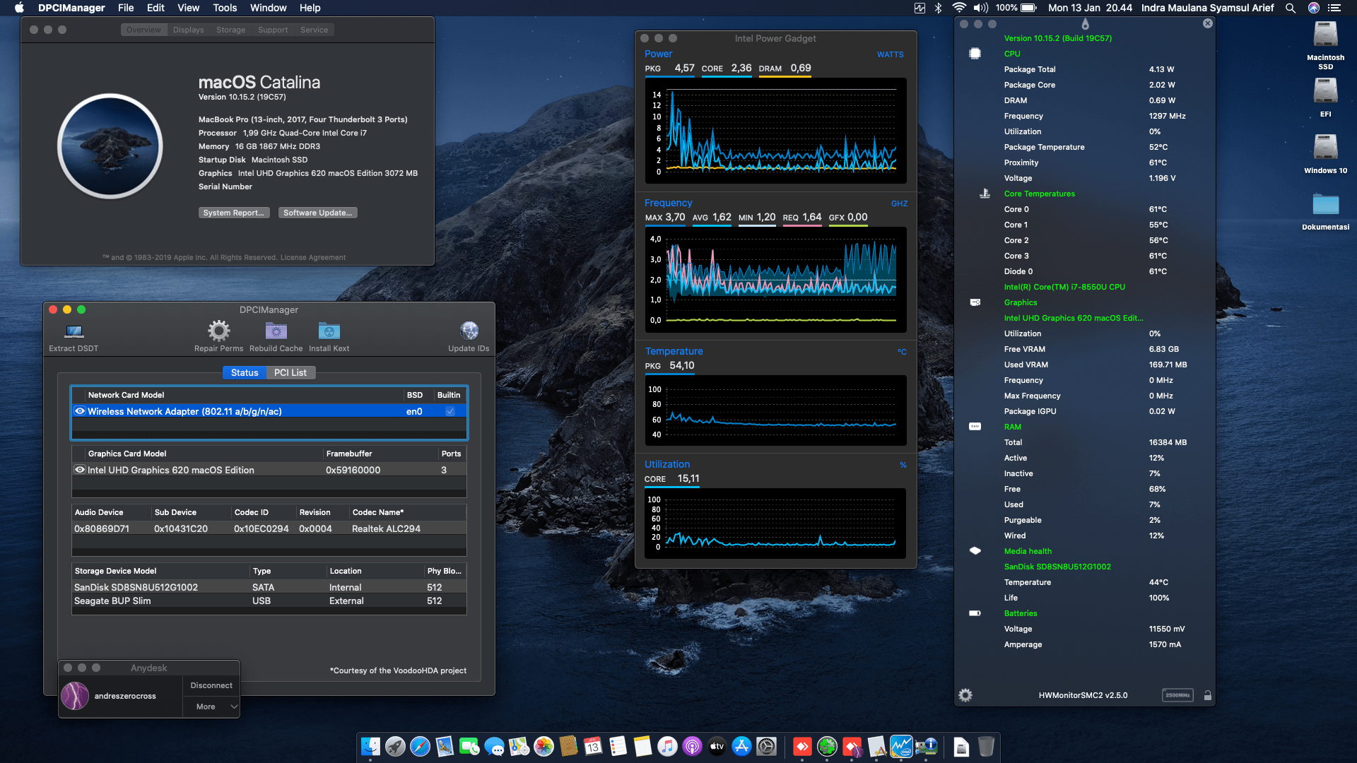 Success Hackintosh macOS Catalina 10.15.2 Build 19C57 at Asus ZenBook UX430UN